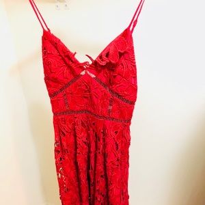 Free People Red Lace Dress